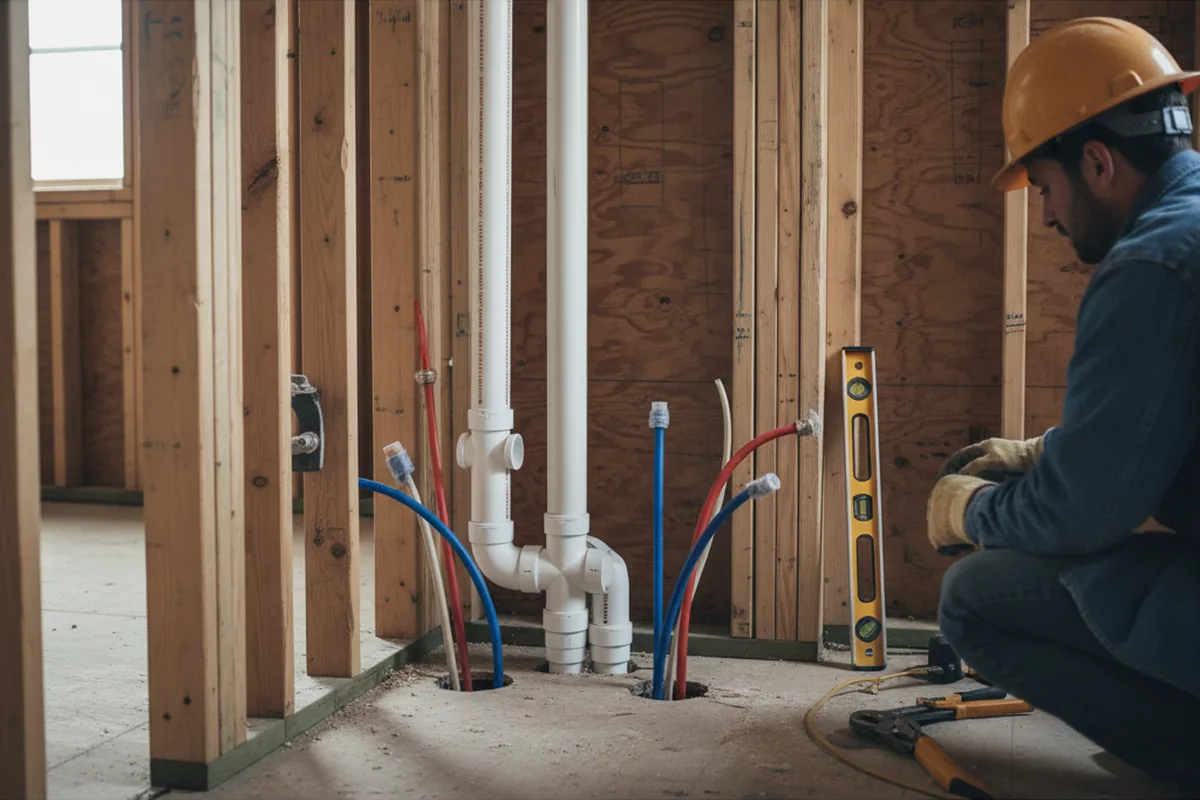 Drain and supply rough-in during Drain Cleaning in Santa Fe